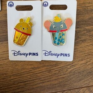 Disney Pins Boba Tea Pin Set - Pooh and Dumbo